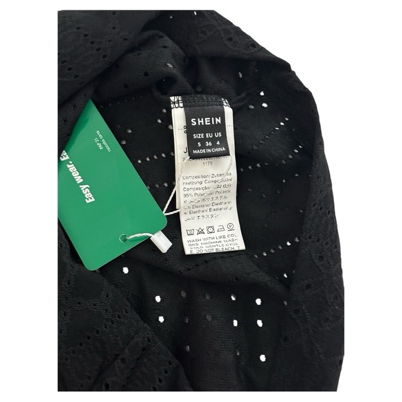 SHEIN EZwear | Scoop Neck Flounce Sleeve Crop Black Top | Size S (4) | NWT - Picture 5 of 5